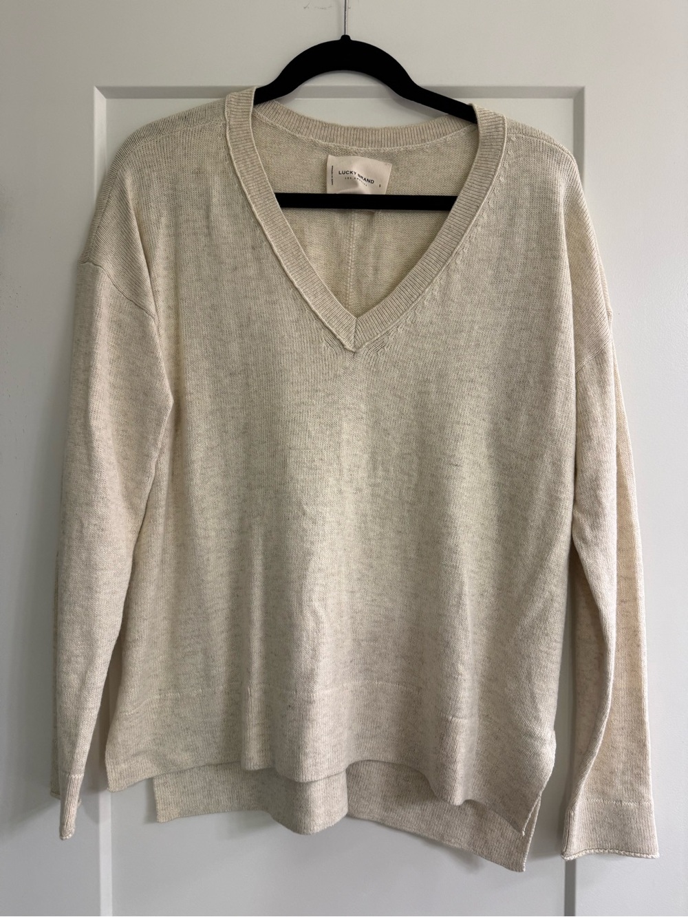 Lucky Brand Cream V-Neck Women's Sweater